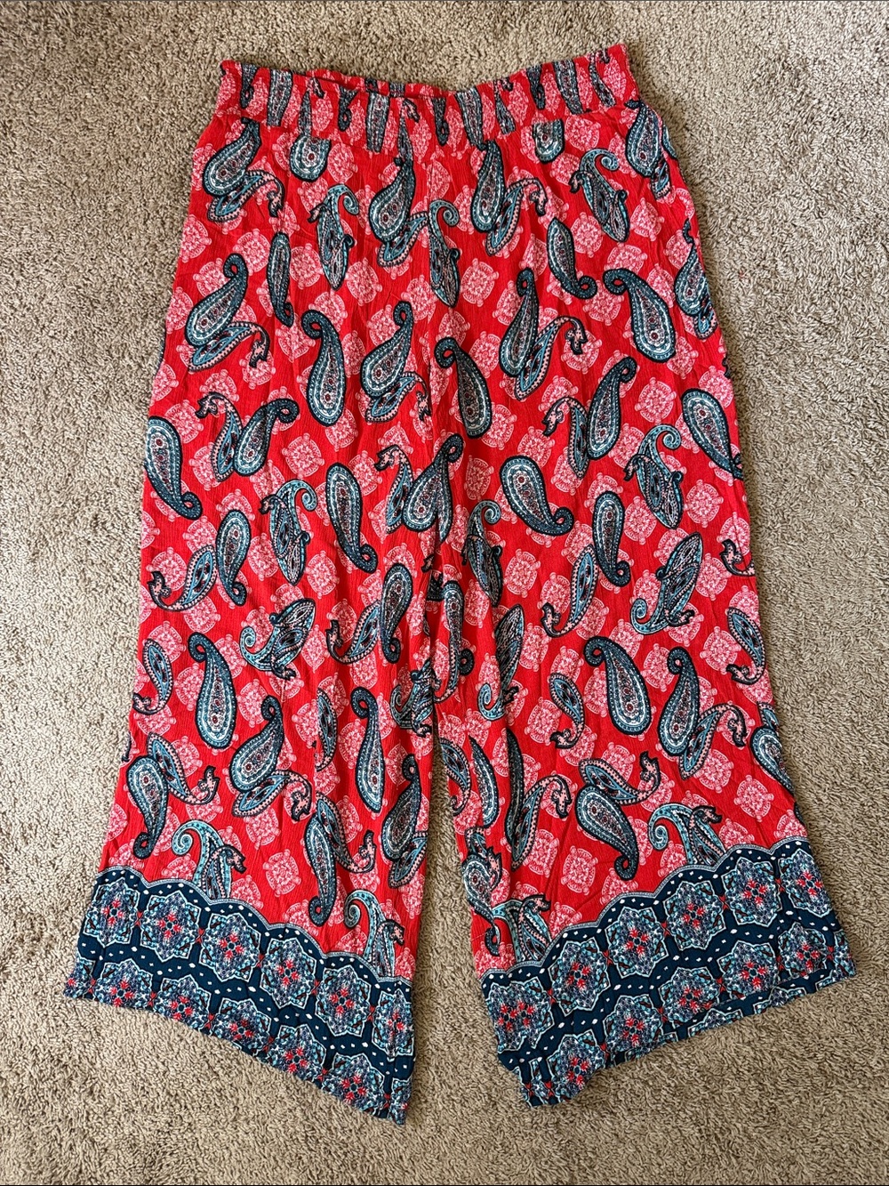 C EST. 1946 Wide-Leg Paisley Print Pants in Red SKU1579